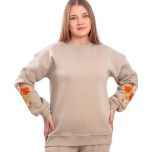 Floral Sleeve Crew Neck